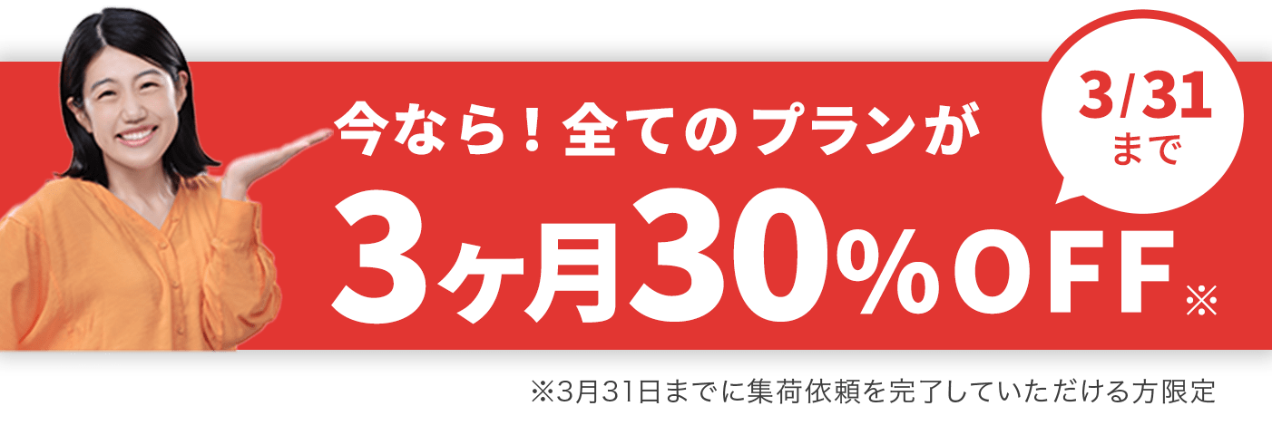 今なら全てのプランが3ヶ月30％OFF！